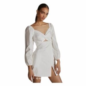 NWT! Mare Mare X Anthropologie White Mini Cut Out Twill Long Sleeve Dress. Small